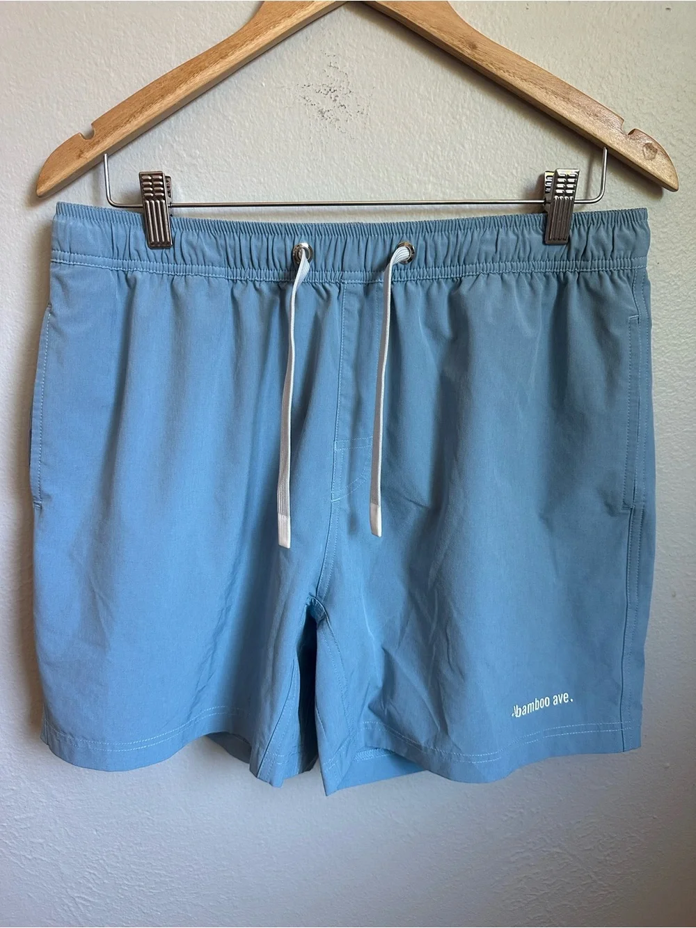 Bamboo Ave Men’s Hybrid Swim Shorts Blue Stretch Lined Beach Size Large L